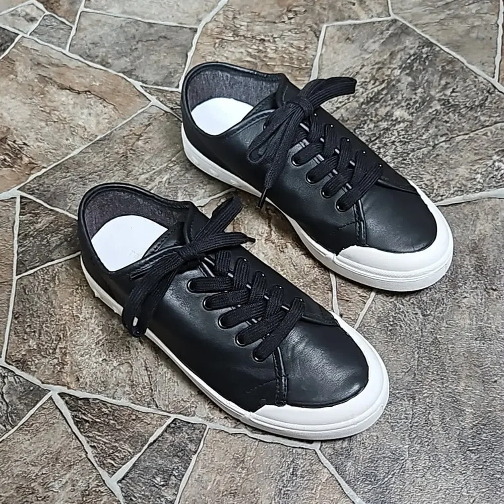 New in Box Rag & Bone Standard Issue Lace Up Sneakers Sz 6 Black Leather - Picture 2 of 11